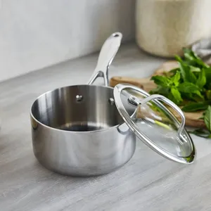 Durable Stainless Steel <b>Sauce</b> <b>Pan</b> with Flat Base Eco-Friendly Design Heavy Duty for Stable Stovetop Cooking Modern - Product Image 1