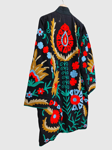 Veste en coton pour femmes grande taille brodée à la main, col mandarin, manches longues, motif floral, manteau long, vêtements de printemps - Product Image 3