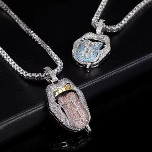 Colgante de Labios de Lujo con Incrustaciones de Moissanita, Chapado en Plata 935, Estilo Hiphop, Unisex, Certificado IGI, 2.00 Pulgadas - Product Image 2