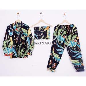 Conjunto de Pijama de Algodón con Estampado Oceánico, Diseño Nuevo y Más Vendido, para Mujer, Disponible en Diferentes Tallas, de la India - Product Image 1