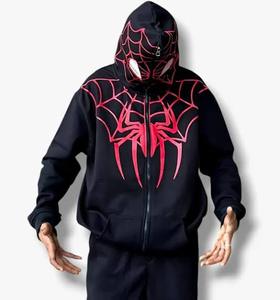 Sweat-shirt à capuche unisexe imprimé et brodé Spider-Man, pull sportif avec logo frontal, séchage rapide, poches, coupe classique - Product Image 3