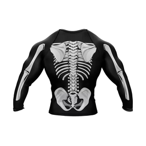 2026 Top Selling Premium <b>Men's</b> Full Sleeve Rash Guard Black Skeleton Print Quick Dry Breathable Polyester <b>Compression</b> <b>Shirt</b> - Product Image 5