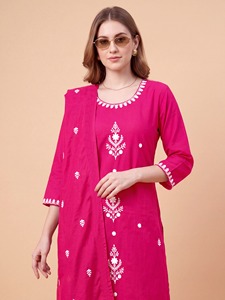 Women’s embroidered rayon kurta pant dupatta set elegant ethnic wear breathable fabric smooth texture festive <b>graceful</b> tradition - Product Image 3