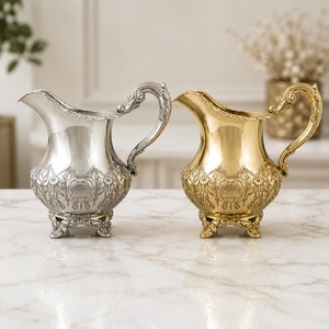 Vintage Metal Pitcher <b>Set</b> Silver and Gold Ornate Design for Coffee <b>Tea</b> Serving Durable Classic Style - Product Image 1