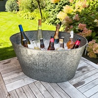 Seau à glace vintage en acier galvanisé, refroidisseur à vin, forme ovale, écologique, couleurs personnalisables, logo, style campagnard