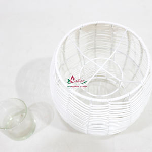 Bougeoirs lanterne en bambou rotin écologique, suspendus extérieurs vintage faits à la main pour la décoration intérieure - Product Image 4