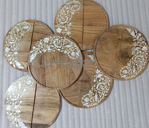 Bandeja de lujo para servir postres de estilo árabe de madera de nogal de Acacia con incrustaciones de nácar para bodas, regalos de Ramadán Eid, artesanías RF - Product Image 4