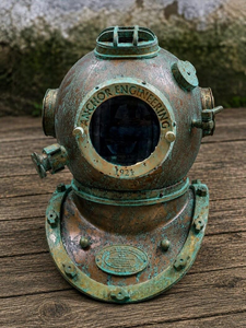 Réplique de casque de plongée Mark V en métal massif vert, casque de plongeur en eaux profondes, décoration nautique maritime, objet de collection vintage pour exposition sur le thème de l'océan - Product Image 3