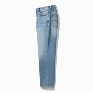Men's Baggy Oversize Jeans New Regular Fit <b>Straight</b> Breathable Washed Denim Solid Pattern Mid Waist <b>for</b> All Seasons - Product Image 4