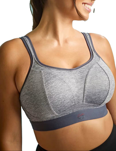 Soutien-gorge de sport gris avec dos nageur, soutien élevé pour l'entraînement - Product Image 5