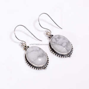 925 Sterling Silver <b>Earring</b> Howlite Genuine Gemstone <b>Earring</b> Handmade Silver Jewelry <b>Earring</b> Gift For Her - Product Image 2