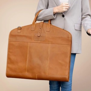 Wholesale Premium Handmade Genuine Leather Suit Carrier <b>Heavy</b>-<b>Duty</b> Garment Bag <b>Zipper</b> Casual Business Travel Luggage - Product Image 3