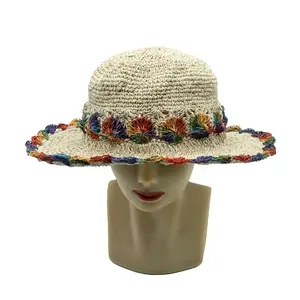 Sonnenblende Hut Made in Himalaya Handgemachtes Häkeln von nepalesischen Handwerkerinnen Umwelt freundliche Materialien Himalaya Hanf Hüte mit breiter Krempe