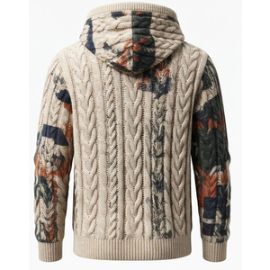 Pull à capuche en tricot pour femme, col châle élégant, ourlet asymétrique, décontracté - Product Image 6