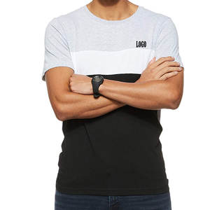 Prix de gros pour les acheteurs en gros / T-shirt pour homme de haute qualité avec logo personnalisé et design color block, vêtements décontractés - Product Image 3