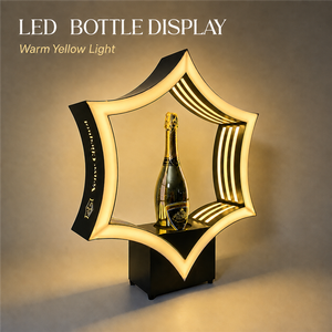 Moderno Soporte de Exhibición Hexagonal de Hierro y Acrílico con LED, Presentador de Botellas <span class=keywords><strong>VIP</strong></span>, Soporte Luminoso para Botellas de Vino para Bar, KTV, Discoteca - Product Image 1
