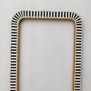 Best Quality <b>wall</b> <b>mirror</b> Modern <b>Rectangular</b> Bone Inlay <b>Mirror</b> With Black White Striped Frame Handmade MDF <b>Wall</b> <b>Mirror</b> For Home - Product Image 3