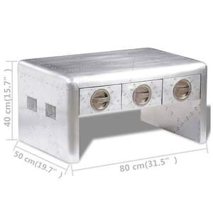 Mesa de centro mediana de madera plateada y aluminio - Product Image 5