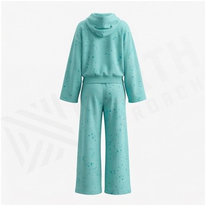 Conjunto Deportivo de 2 Piezas para Mujer, Sudadera con Capucha y Pantalones Anchos con Estampado de Puntos, Corte Holgado, Cierre de Cremallera, Ropa Casual de Otoño - Product Image 2