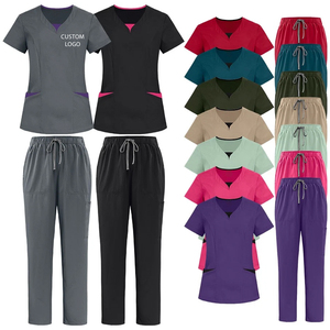 Ensemble d'uniformes médicaux extensibles 4 directions coupe ajustée, antimicrobiens, avec logo personnalisé, pour hôpital, vente en gros, OEM, haut de blouse d'infirmière - Product Image 1
