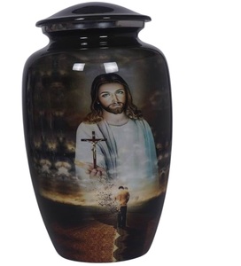 Urna Funeraria de Metal Hecha a Mano con Diseño Único y Moderno, con una Imagen de una Escena Invernal Nevada con Pájaros Cardenales - Product Image 2