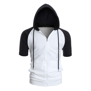<b>Aesthetic</b> Fit Short Sleeve Zipper Hoodie Men's Tapered Athletic Apparel High Quality Sportswear <b>Top</b> Sleek Athletic Hoodie - Product Image 4
