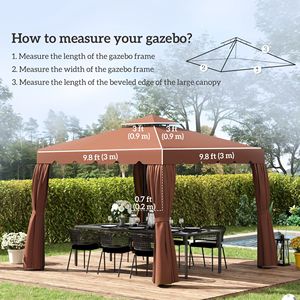 Telo di Ricambio Moderno 3x3 m per Gazebo con Tetto a Doppia Ventilazione, Impermeabile, Colore Caffè, per Patio Esterno con Pali in Alluminio - Product Image 4