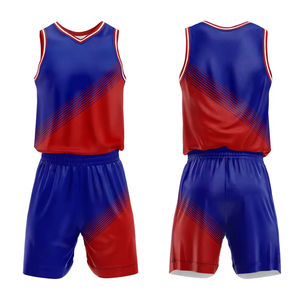 Tenues de basketball d'été imprimées numériquement, 100% polyester, respirantes, séchage rapide, anti-bactériennes, ensemble short et maillot personnalisable pour équipe - Product Image 1