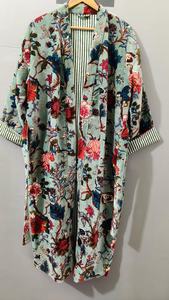 Robe Kimono Rose en Coton Imprimé Tigre pour Femme, Manches Trois-Quarts, Coupe Ample, Ceinture Enveloppante, Tenue Décontractée Toutes Saisons, Longueur Midi Tissée - Product Image 6
