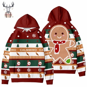 Personnalisé Automne Noël Imprimé Manches Régulières Pull Décontracté Hauts à Capuche pour Hommes Style Hip Hop Imperméable Écologique À Capuche - Product Image 1