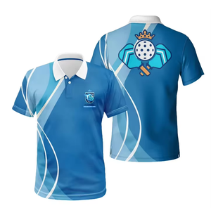Camiseta Deportiva Personalizada para Pickleball, Sublimada, Transpirable, Ecológica, de Spandex/Algodón, Manga Corta, Cuello con Botones, Unisex - Product Image 1