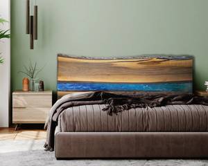 Meubles de chambre à coucher modernes et luxueux sur le thème de l'amour, tête de lit en bois et résine époxy faite à la main - Product Image 1