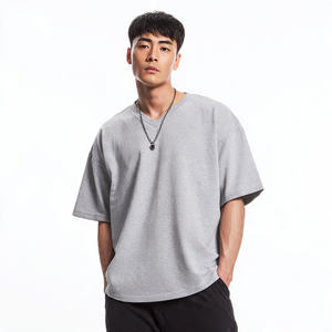 T-shirts Homme Oversize Col V Manches Courtes Été 100% Polyester Coton Épaules Tombantes Vente en Gros - Product Image 5
