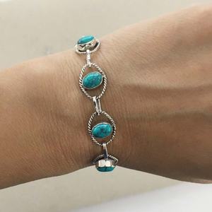 Pulseras de piedras preciosas ovaladas turquesa Plata de Ley 925 al por mayor atractivo diseñador para regalos y fiestas - Product Image 2