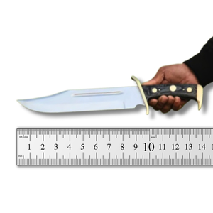 Couteau Bowie forgé à la main, lame en acier à haute teneur en carbone, manche en bois de rose avec étui en cuir sur mesure - Product Image 6