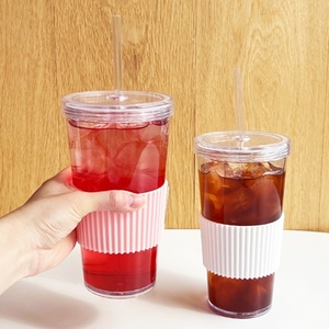 แก้วน้ำซิลิโคนแบบมีปลอกหุ้ม 700 มล. รุ่น Venti ใส ใช้ซ้ำได้ สำหรับกาแฟเย็น พร้อมหลอดและปลอกป้องกัน - Product Image 4