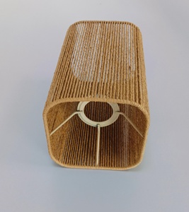 Meilleurs lustres suspendus, abat-jour en raphia de forme carrée avec douilles E27, couleur beige, structure en fil de fer, idéal pour les chambres d'hôtel - Product Image 6