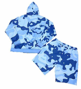 Export Quality Custom Made Windbreaker Short Set Sportswear Two Piece Short Hoodie Sets Zipper High Street Windbreaker Set - Product Image 1