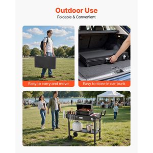 Carrito de Barbacoa para Exteriores con Mesa Plegable de 31.0 x 17.0 Pulgadas, Almacenamiento para Pañuelos y Ruedas para Cocinar al Aire Libre - Product Image 5