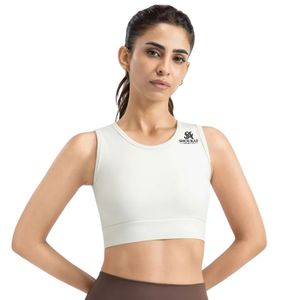 Top Deportivo Híbrido Blanco para Mujer, Sin Mangas, Corte Recortado, Cuello Redondo, Ajustado, para Yoga, Gimnasio, Entrenamiento y Uso Diario - Product Image 1