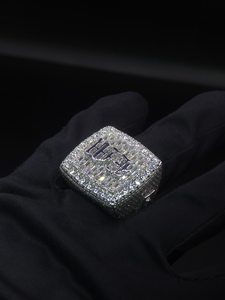 925 Sterling <b>Silver</b> Iced Out Signet <b>Ring</b> VVS Moissanite Diamond Hip Hop <b>Cross</b> <b>Ring</b> Luxury Men's Statement Jewelry Premium Design - Product Image 4
