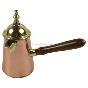 Calentador de café de latón con mango, diseño de acabado brillante, macetas de leche turca y teteras, Material de latón, juego de café y té - Product Image 2