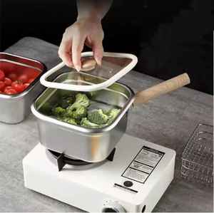 Juego de Sartenes de Hierro con Revestimiento de Acero Inoxidable, Antiadherentes, Resistentes al Calor, Compatibles con Inducción, con Mango de Plástico, Capacidad de 1-2L, para Cocina - Product Image 1