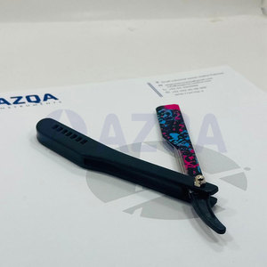 Stainless Steel Color Splash Straight <b>Razor</b> with Black Plastic Handle for Disposable Blades Professional Barber Tool - Product Image 4