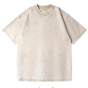 Camiseta Casual Vintage para Hombre, Personalizada, Lavada al Ácido, Talla Grande, 100% Algodón, Larga, Holgada, Sólida, Decolorada, Ecológica - Product Image 5