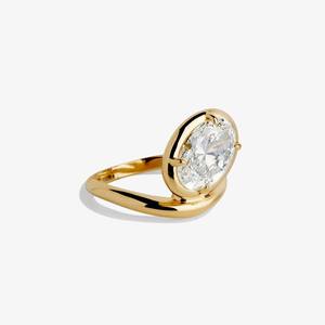 Bague de promesse unique en diamant ovale de 3,02 carats cultivé en laboratoire pour femme, en or massif 14 carats, cadeau de mariage ou de fête pour les partenaires - Product Image 2