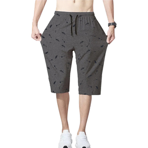 Shorts pour hommes en coton bleu uni avec cordon de serrage, taille mi-haute, décontractés, respirants, en tissu tricoté avec poches, style urbain - Product Image 5