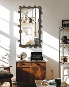 Espejo de pared de metal estilo industrial con marco de hierro para salas de estar tipo loft, cocinas o pasillos urbanos de proveedor indio - Product Image 5