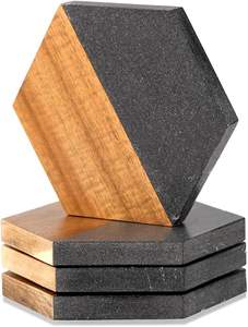 Ensemble de sous-verres uniques en marbre noir et bois aux designs variés – Produits phares pour café, thé, cuisine et table – En promotion - Product Image 3