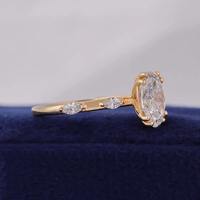 Anillo de Compromiso con Diamante Ovalado Cultivado en Laboratorio, Certificado por IGI, con Piedras de Acento Marquise de 0.35ct VS1, Diseño Vintage, Plata 925